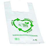 Bolsas de Plástico Tipo Camiseta Resistentes, Reutilizables y 70% Recicladas | Galga 200...